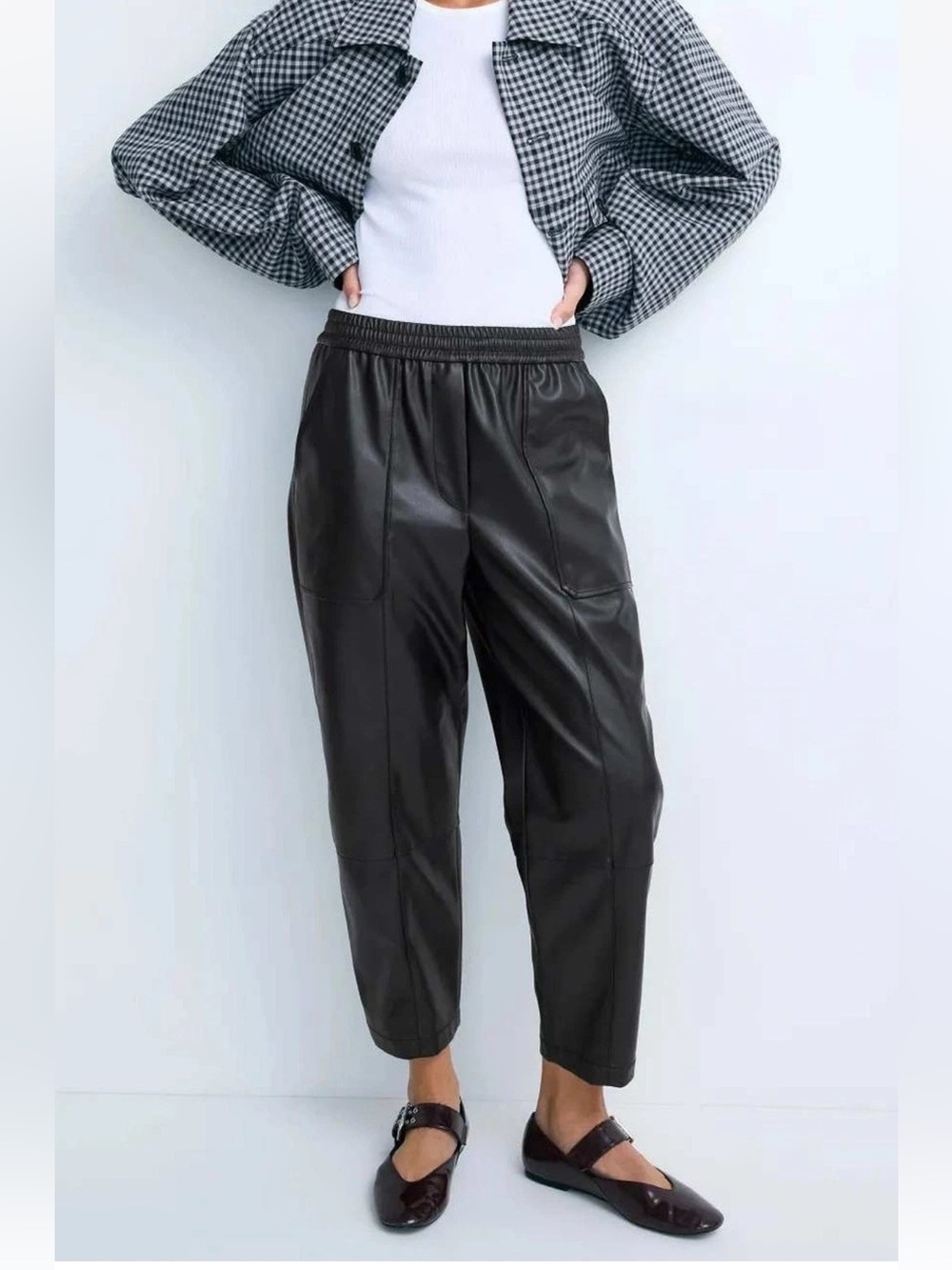 3.1 Phillip Lim Faux Leather Pull On Trouser Black Pants Size S NWT